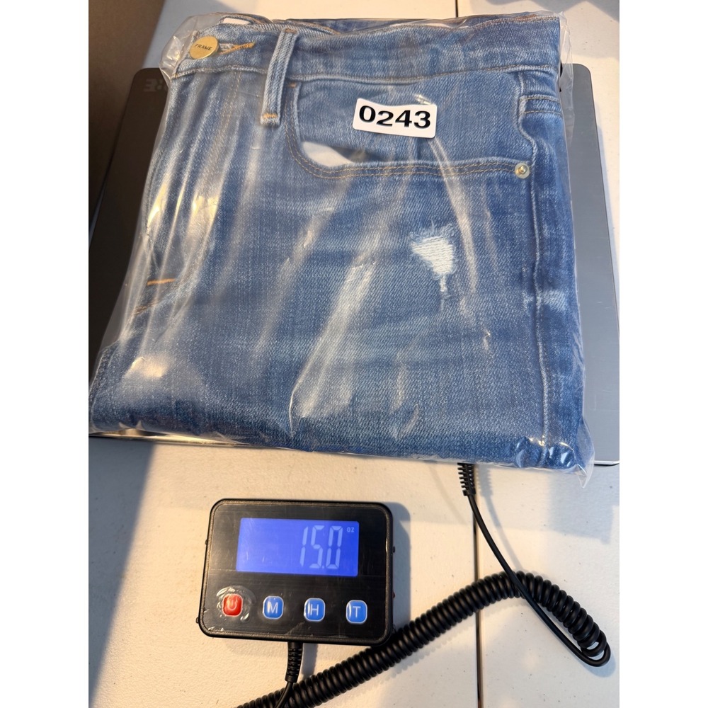 FRAME Le Nik Slim Straight Jeans Blue Distressed Denim Size 27 Medium Wash - Picture 9 of 9